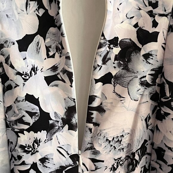 Saks Dress Womens 6 Black White Floral Black Lace Bodycon Sleeveless Zip Up‎ - Picture 6 of 12